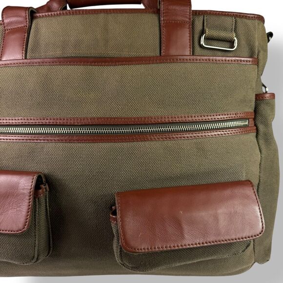 Levenger Vintage 90s Adventurer Brief Heavy Duty Canvas Leather Travel Bag 20” - Picture 14 of 16